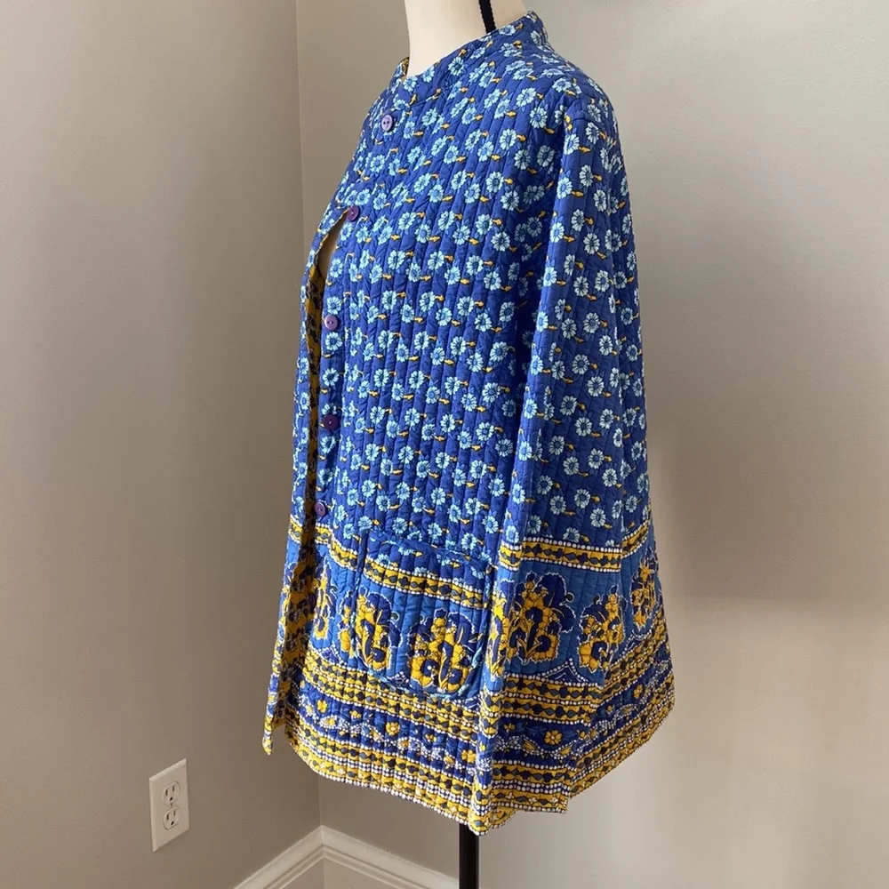 Reversible quilted handmade coat jacket Provençal boxy layering medium